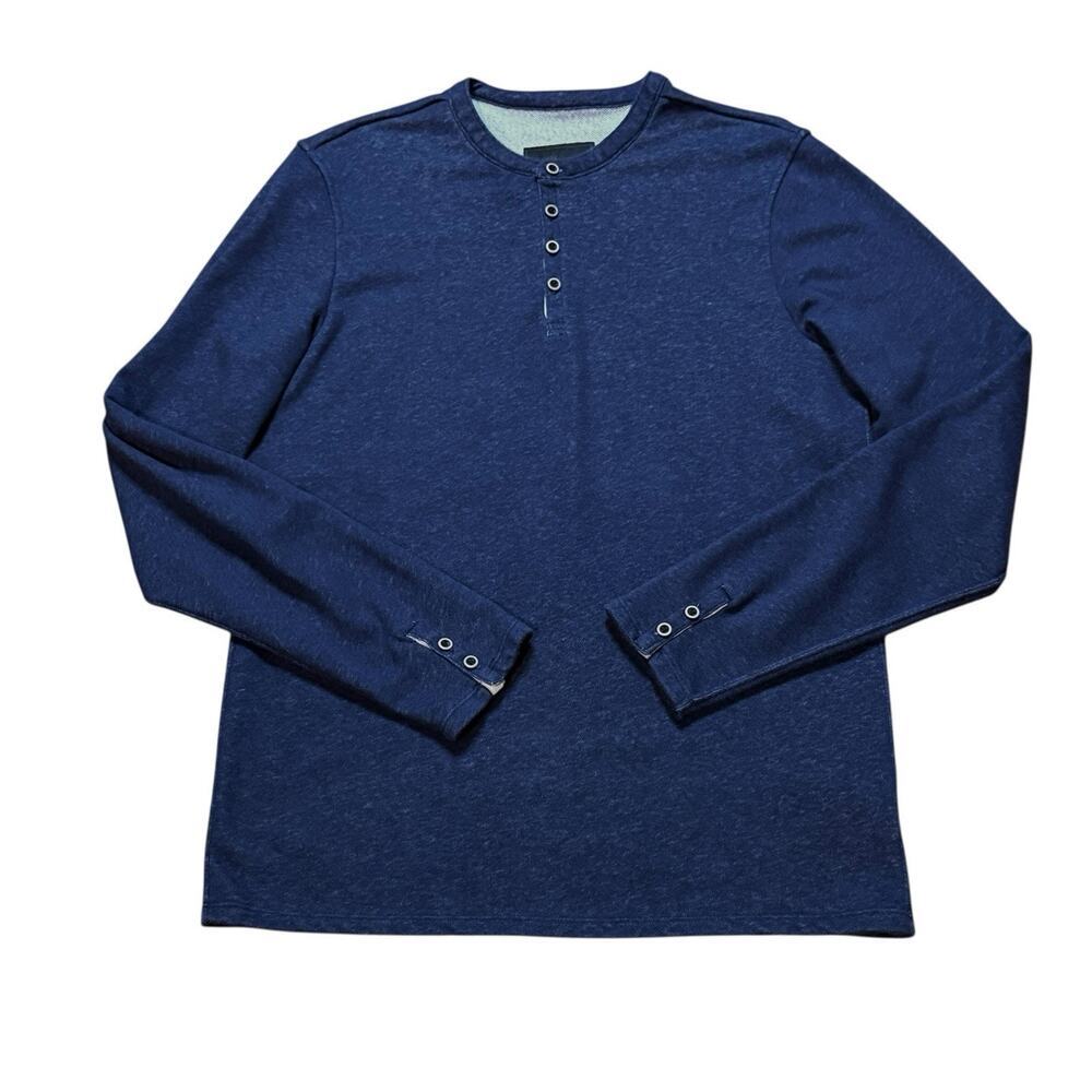 Marmot Men’s Henley Long Sleeve Shirt Sweatshirt French Terry Marled Navy Medium